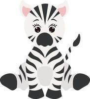 Cute cartoon Zebra. Vector illustration isolated on white background