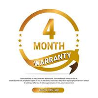 4 month warranty golden badge isolated on white background. label guarantee vector