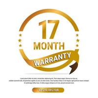 17 month warranty golden badge isolated on white background. label guarantee vector