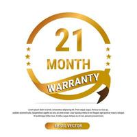 21 month warranty golden badge isolated on white background. label guarantee vector