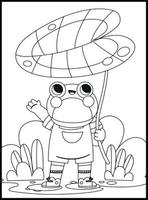 Cute Frog Coloring Pages vector