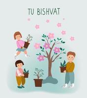 Card Happy Tu Bishvat. New Year for Trees vector