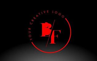 Red BF Serif Letter Logo Design with Creative Intersected Cut. vector