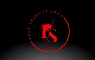 Red FS Serif Letter Logo Design with Creative Intersected Cut. vector