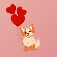 mascotas del día de san valentín. lindo perro de dibujos animados con un corazón. vector