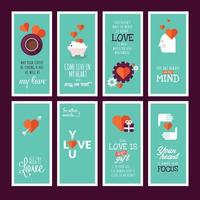 conjunto de carteles del día de san valentín para tarjetas de felicitación, banner web, placa, anuncio y material impreso vector