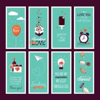 Set of Valentines day signs for greeting card, web banner, badge, ad and printed material vector