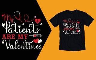 mis pacientes son mi camiseta de san valentín, enfermera camiseta del día de san valentín vector