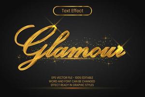 Gold text effect, 3d and glamour letter with shinny glitter background. vector