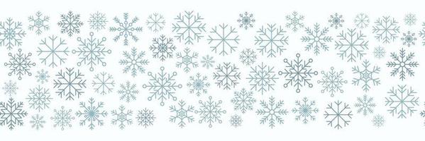 borde sin costuras de copo de nieve. patrón sin costuras de copos de nieve. telón de fondo de repetición de nevadas. tema de vacaciones de invierno. fondo transparente con copos de nieve. ilustración vectorial vector