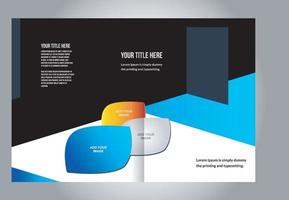 Empty bi-fold brochure template design with red color, booklet vector