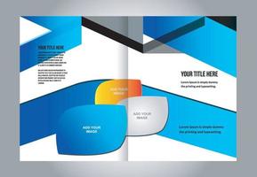 Empty bi-fold brochure template design with red color, booklet vector