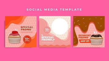 plantilla de redes sociales rosa de panadería de magdalenas vector