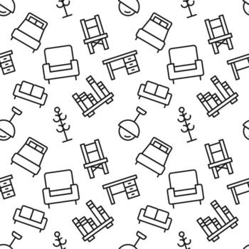 Seamless repeating pattern of furniture for web sites, wrapping, printing, postcards, web sites, apps vector