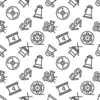 Seamless repeating pattern of movie and filming for web sites, wrapping, printing, postcards, web sites, apps vector