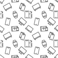 Vector seamless pattern of computer, laptop, phone for web sites, wrapping, printing, postcards, web sites, apps