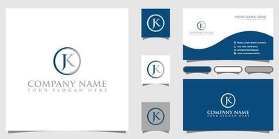 inital JK insurance logo design with business card vector