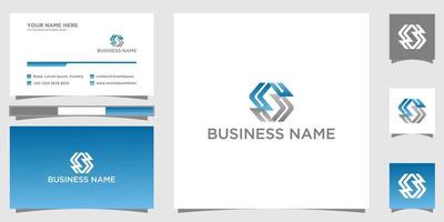 letter s technology logo with business card vector