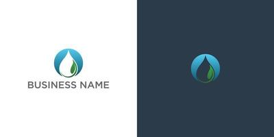 Water drop logo template with eco leaf and water concept. vector illustration