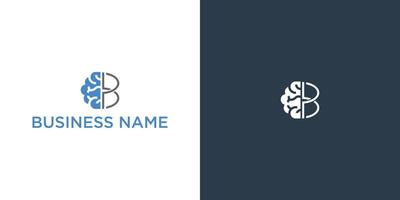 Logo with a half of letter B and brain isolated on white background. Symbol of creativity, creative idea, mind, thinking. vector
