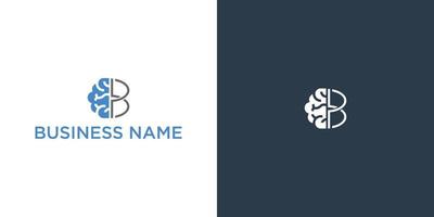 Logo with a half of letter B and brain isolated on white background. Symbol of creativity, creative idea, mind, thinking. vector