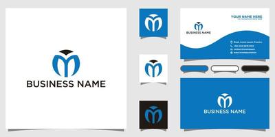 Initial Letter M Circle Shape Abstract Monogram Icon Vector Logo Design with Business Card