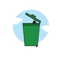 icono de ilustración de bote de basura en estilo plano vector