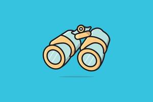 Binoculars Optical Instrument vector illustration. Binocular explorer object icon concept. Binoculars with glass lenses for viewing distant object vector design with shadow on light orange background.