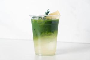matcha green tea with lemon and tonic photo