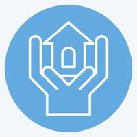 Icon Volunteeringless Shelter. related to Volunteering symbol. blue eyes style. Help and support. friendship vector