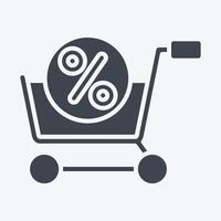 descuento de icono. relacionado con el símbolo de la tienda en línea. estilo de glifo. ilustración sencilla. tienda vector
