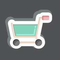 carrito de compras de pegatinas. relacionado con el símbolo de la tienda en línea. ilustración sencilla. tienda vector