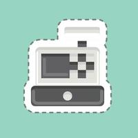 Sticker line cut Cash Register. related to Online Store symbol. simple illustration. shop vector