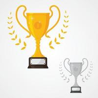 icono de trofeo sólido ganador con número uno y color diferente vector