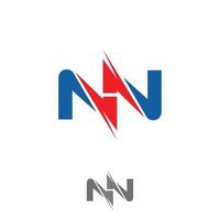 Simple letter NN modern shape technology vector