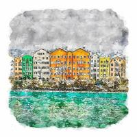 Innsbruck Austria Watercolor sketch hand drawn illustration vector