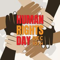 Human Rights day illustration for global equality and peace with holding hands vector