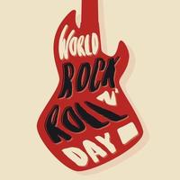 ilustración abstracta dibujada a mano y letras día mundial del rock n roll vector