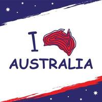 I Love Australia background with map fingerprint style vector