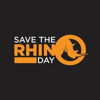 salvar el día del rinoceronte letras diseño simple vector