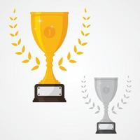 Winner solid trophy icon with number one and different color vector