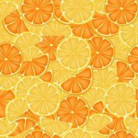 colorido patrón vectorial sin costuras de frutas, rodajas de naranja y limón, combinación colorida para impresión, embalaje, tela vector