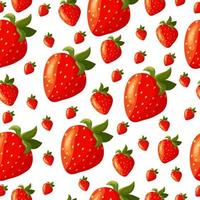 Colorful seamless vector pattern of wild strawberries, bright saturated colors for print, packaging, fabric
