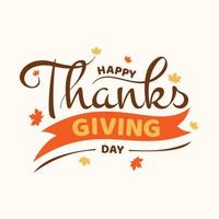 Happy Thanksgiving Day hand lettering text for element design vector