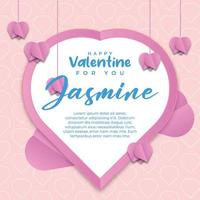 redes sociales post día de san valentín tarjetas de felicitación para ti con adornos de corazón y podio vector