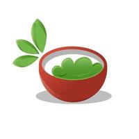 Bowl icon with leaf isolated on white background vector