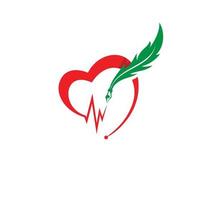 Heart icon with pulse and quill for your best business symbol vector