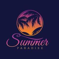 Letter Summer Paradise with leaf of palm tree vector