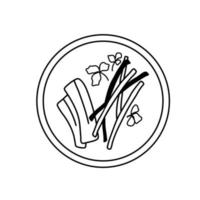 ilustración de garabato simple. boceto de tinta de comida asiática aislado en blanco vector