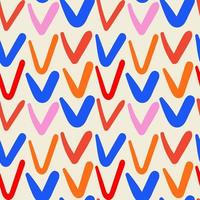 Abstract funky check mark seamless pattern. Colorful hand drawn background for kids bedding, fabric, wallpaper, wrapping paper, textile, t-shirt print vector